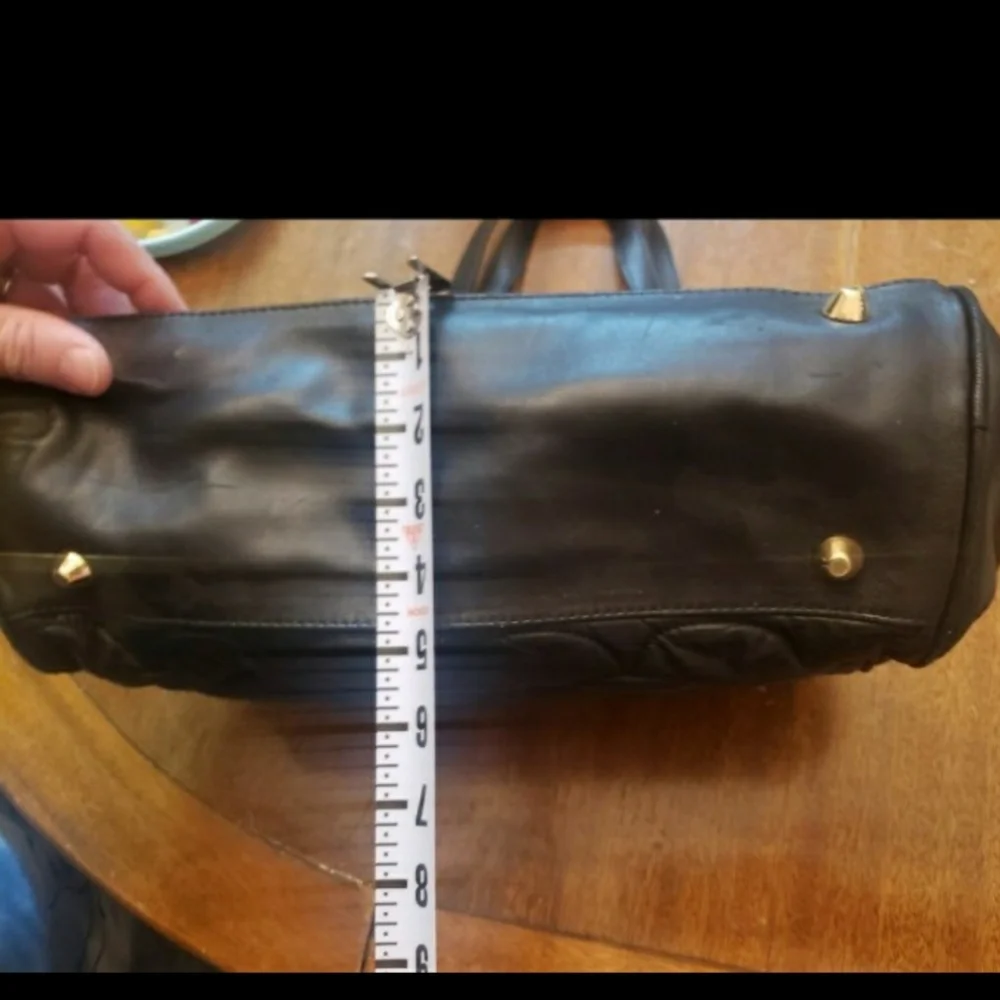 Badgley Mischka Black Quilted Handbag with Gorgeous Gold Accents